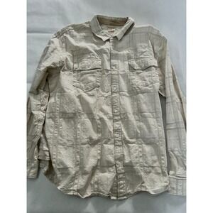 Carbon 2 Cobalt Shirt Mens Size XL Cream Beige Tan Button Long Sleeve Chore Boho